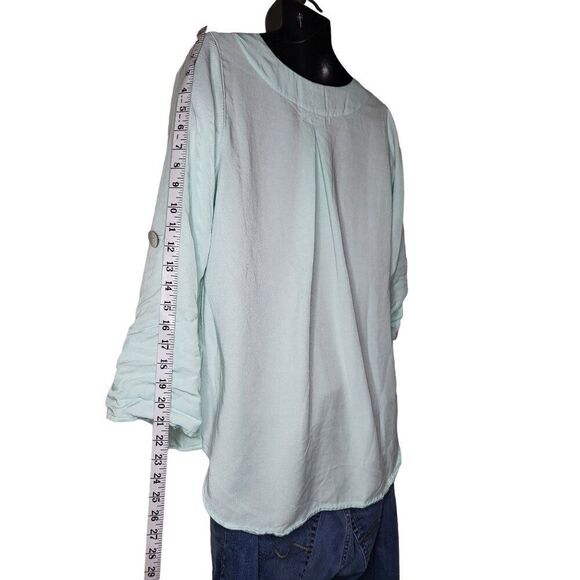 Soft Surroundings V Neck Tunic Blouse Women‎ Sz M Boho Blue - Picture 6 of 7